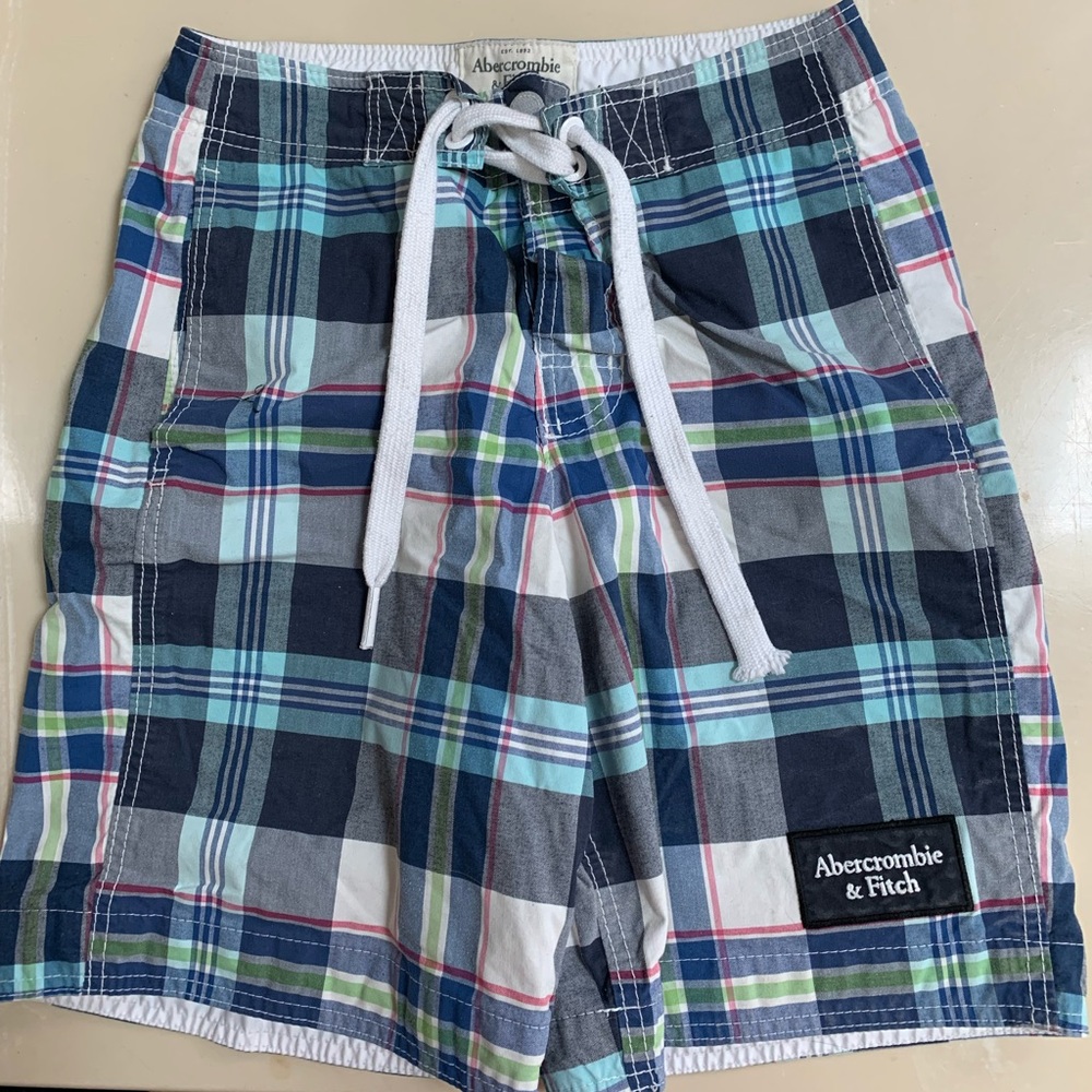 Mens Abercrombie & Fitch plaid swim trunks XS